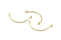SemiCircle Wire Connector, 24 Raw Brass SemiCircle Wire Pendant With 2 Holes (32x1mm) E180