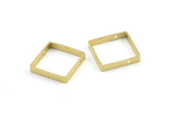 Square Brass Charm 12 Raw Brass Square Connectors with 2 Holes (18x3x0.80mm) E178
