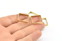 Square Brass Charm 12 Raw Brass Square Connectors with 2 Holes (18x3x0.80mm) E178