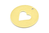 Brass Heart Necklace, 6 Raw Brass Heart Tags With 1 Hole, Findings, Charms (28x1mm) Y631 K631