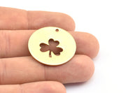 Brass Clover Necklace, 6 Raw Brass Clover Tags With 1 Hole, Findings, Charms (28x1mm) Y624