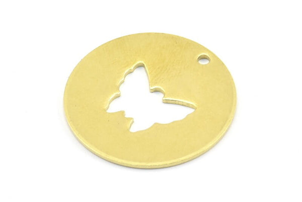 Brass Butterfly Necklace, 6 Raw Brass Butterfly Tags With 1 Hole, Findings, Charms (28x1mm) K178