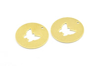 Brass Butterfly Necklace, 6 Raw Brass Butterfly Tags With 1 Hole, Findings, Charms (28x1mm) K178