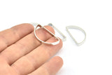 Silver Half Moon - 12 Silver Tone Semi Circle Connectors with 2 Holes (15x30x3x0.80mm) E170