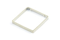 Silver Square Charm, 12 Silver Tone Square Connectors with 2 holes (30x3x0.80mm) E168