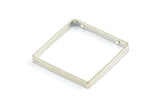 Silver Square Charm, 12 Silver Tone Square Connectors with 2 holes (30x3x0.80mm) E168