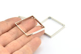 Silver Square Charm, 12 Silver Tone Square Connectors with 2 holes (30x3x0.80mm) E168