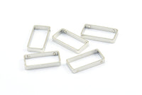 Silver Rectangle Connector 12 Silver Tone Open Rectangle Connectors with 2 Holes (10x20x2.5x0.80mm) E169