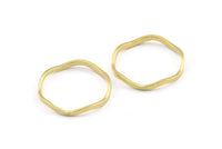 Brass Circle Rings, 24 Raw Brass Wavy Circle Rings, Charms (18.50x0.80x1.5mm) E191