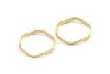 Brass Circle Rings, 24 Raw Brass Wavy Circle Rings, Charms (18.50x0.80x1.5mm) E191