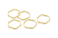 Brass Circle Rings, 24 Raw Brass Wavy Circle Rings, Charms (17.50x0.80x1.5mm) E188