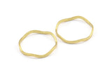 Brass Circle Rings, 24 Raw Brass Wavy Circle Rings, Charms (20x0.80x1.5mm) E192
