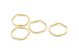Brass Circle Rings, 24 Raw Brass Wavy Circle Rings, Charms (20x0.80x1.5mm) E192