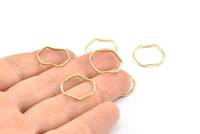 Brass Circle Rings, 24 Raw Brass Wavy Circle Rings, Charms (17x0.8x0.8mm) E189