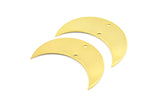 Crescent Moon Pendant, 2 Gold Plated Brass Moons Pendants With 2 Holes (35x12x0.80mm) Moon - 20