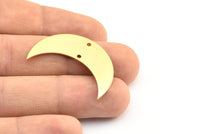 Crescent Moon Pendant, 2 Gold Plated Brass Moons Pendants With 2 Holes (35x12x0.80mm) Moon - 20