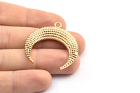 Rose Gold Moon Charm, 1 Rose Gold Plated Brass Textured Horn Charms, Pendant, Jewelry Finding (36x10.55x3.65mm) N0206 Q0429