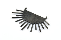 Moon and Sun, 1 Oxidized Brass Black Textured Crescent Moon and Sun Ethnic Pendants With 2 Loops, Findings, Charms (54x35x1mm) BS 1936 S702