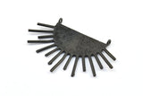 Moon and Sun, 1 Oxidized Brass Black Textured Crescent Moon and Sun Ethnic Pendants With 2 Loops, Findings, Charms (54x35x1mm) BS 1936 S702