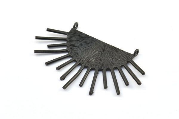 Moon and Sun, 1 Oxidized Brass Black Textured Crescent Moon and Sun Ethnic Pendants With 2 Loops, Findings, Charms (54x35x1mm) BS 1936 S702
