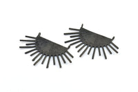 Moon and Sun, 1 Oxidized Brass Black Textured Crescent Moon and Sun Ethnic Pendants With 2 Loops, Findings, Charms (54x35x1mm) BS 1936 S702