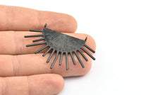 Moon and Sun, 1 Oxidized Brass Black Textured Crescent Moon and Sun Ethnic Pendants With 2 Loops, Findings, Charms (54x35x1mm) BS 1936 S702