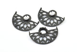 Black Ethnic Pendant, 2 Oxidized Brass Black Semi Circle Pendants with 2 Loops and 1 Pad Setting (36x25x3x1mm) BS 1948 S703