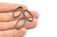 Black Oval Charm, 12 Oxidized Brass Black Oval Connectors (14x28x1.4x1.8mm) BS 1739 S700