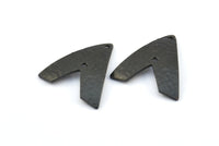 Hammered Triangle Charm, 2 Oxidized Brass Black Hammered Triangle Charms With 2 Holes, Pendants, Earring Findings (24x22.5x1mm) BS 1989 S706
