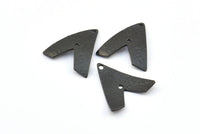 Hammered Triangle Charm, 2 Oxidized Brass Black Hammered Triangle Charms With 2 Holes, Pendants, Earring Findings (24x22.5x1mm) BS 1989 S706