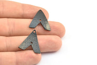 Hammered Triangle Charm, 2 Oxidized Brass Black Hammered Triangle Charms With 2 Holes, Pendants, Earring Findings (24x22.5x1mm) BS 1989 S706