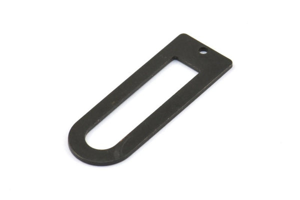 D Shape Rings, 6 Oxidized Brass Black D Shape Connectors With 1 Hole, Rings (37x13x1mm) BS 1927 S705