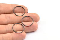 Black Circle Connectors, 25 Oxidized Brass Black Circle Connectors (20x1x1mm) Bs 1094 S713