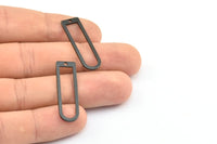 D Shape Rings, 5 Oxidized Brass Black D Shape Connectors, Rings (32x10x1mm) BS 1934 S701