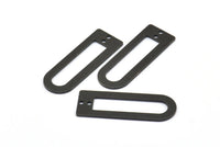 D Shape Rings, 6 Oxidized Brass Black D Shape Connectors With 2 Holes, Rings  (37x13x1mm) BS 1926 S699