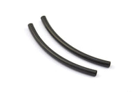 Black Noodle Tube, 12 Oxidized Brass Black Curved Tubes (3x50mm) Bs 1410 S696