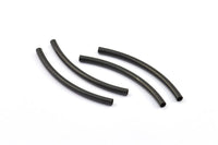Black Noodle Tube, 12 Oxidized Brass Black Curved Tubes (3x50mm) Bs 1410 S696