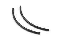 Black Noodle Tube, 12 Oxidized Brass Black Curved Tubes (3x70mm) Bs 1408 S693