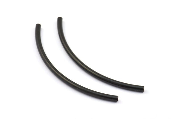 Black Noodle Tube, 12 Oxidized Brass Black Curved Tubes (3x70mm) Bs 1408 S693