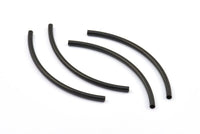Black Noodle Tube, 12 Oxidized Brass Black Curved Tubes (3x70mm) Bs 1408 S693