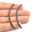 Black Noodle Tube, 12 Oxidized Brass Black Curved Tubes (3x70mm) Bs 1408 S693