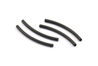 Black Noodle Tube, 25 Oxidized Brass Black Curved Tubes (2x30mm) Bs 1403 S691