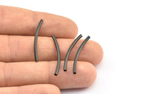 Black Noodle Tube, 25 Oxidized Brass Black Curved Tubes (2x30mm) Bs 1403 S691
