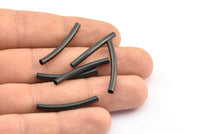 Black Curved Tube, 24 Oxidized Brass Black Curved Tubes (3x30mm) Bs 1417 S709
