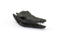 Black Crocodile Skull, 1 Oxidized Brass Black Crocodile Skull With 1 Loop, Findings, Charms (27x9mm) BS 1878 S707