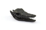Black Crocodile Skull, 1 Oxidized Brass Black Crocodile Skull With 1 Loop, Findings, Charms (27x9mm) BS 1878 S707