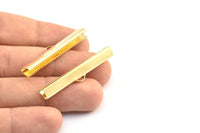 Ribbon Crimp End, 12 Raw Brass Ribbon Crimp Ends With 1 Loop, Findings (45x6mm) D0536