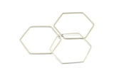 Hexagon Ring Charm, 12 Silver Tone Hexagon Shaped Ring Charms (40x1mm) E306 H0598