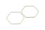 Hexagon Ring Charm, 12 Silver Tone Hexagon Shaped Ring Charms (40x1mm) E306 H0598