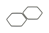 Hexagon Ring Charm, 6 Oxidized Brass Black Hexagon Shaped Ring Charms (40x1x1.10mm) E300 S750